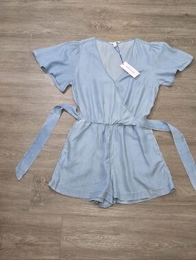 New Popsugar Shorts Romper Womans Size S Blue NWT Soft